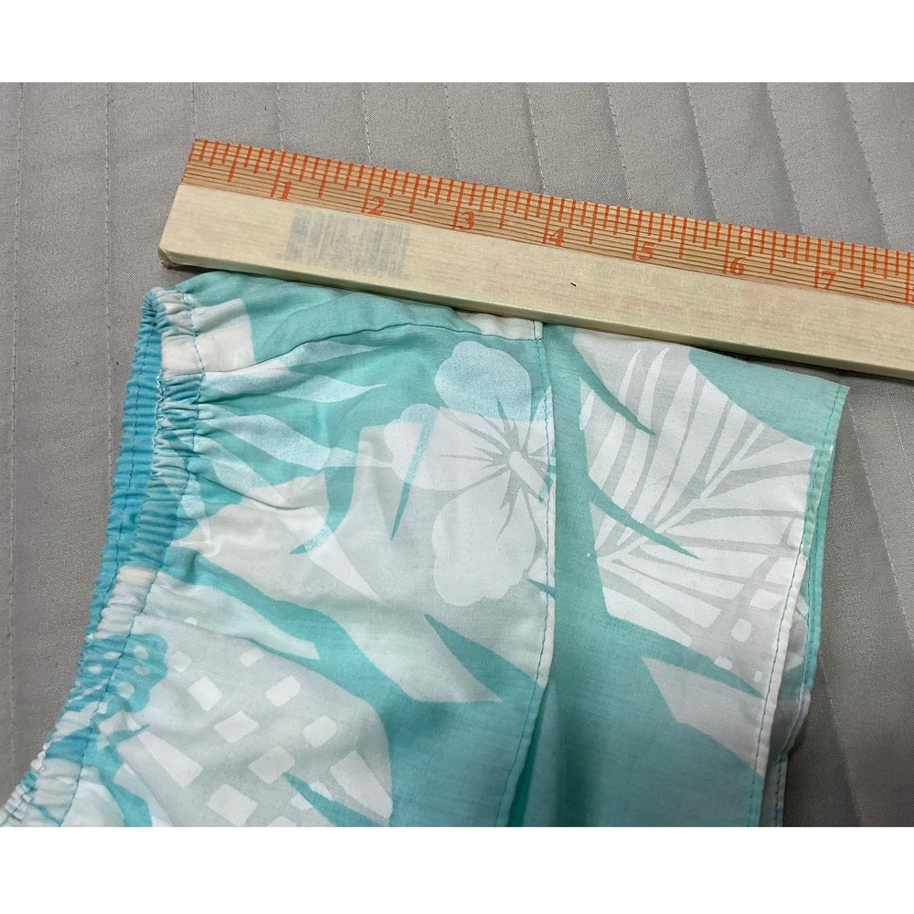 VTG 80/90s Kole Kole Hawaiian Aloha Muu Muu Ruffle Dress Aqua Monstera Women's S - Picture 11 of 16